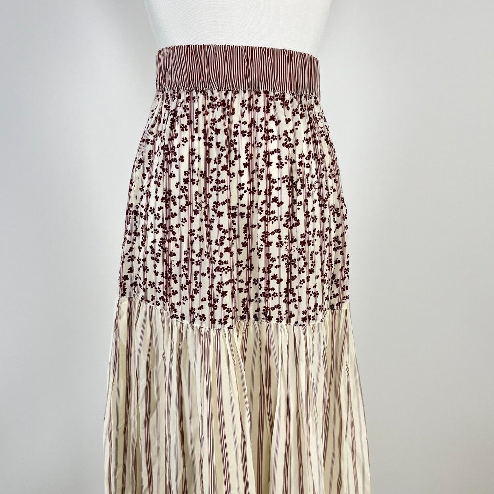 $605 NWOT SEE BY CHLOÉ Floral Stripe Maxi Skirt Size 38 Multicolor Elastic waist - Picture 4 of 12